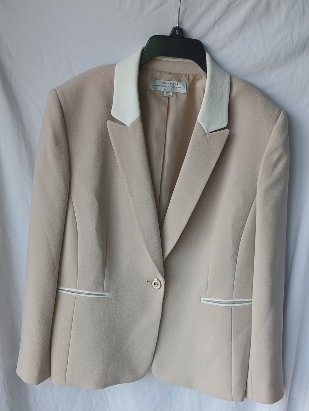 Sahari Women's Cream Blazer with White Trim